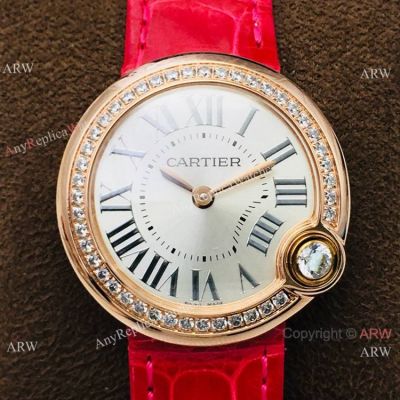 Super Clone Cartier Ballon Blanc de 30mm Watch Diamond Bezel Silver Dial